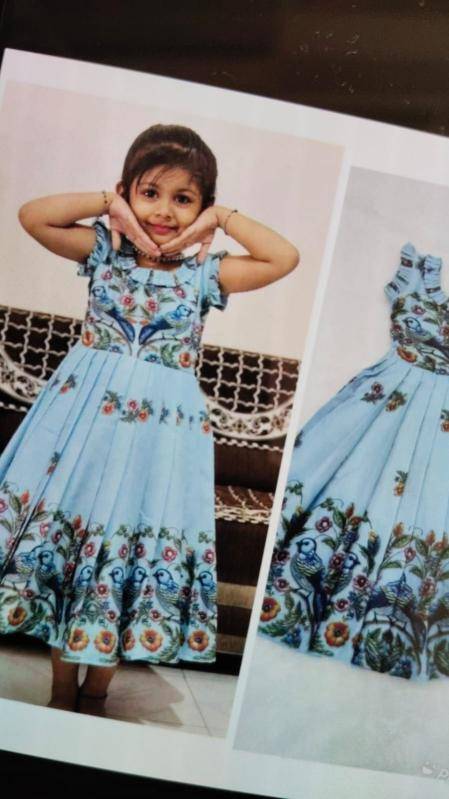 NEW LAUNCING KIDS FROCK cottan silk Sky blue Kids boutique clothing manufacturers in hydrabad